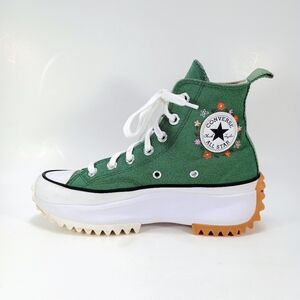 CONVERSE Chuck Taylor Run Star Hike Hi Womens 5.5 Green Floral Embroidered Shoes